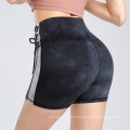 New Design Tie Dye Workout Shorts Side Bow Knot Women's Athletic Shorts Quick Dry Anti-pilling Biker Booty Shorts